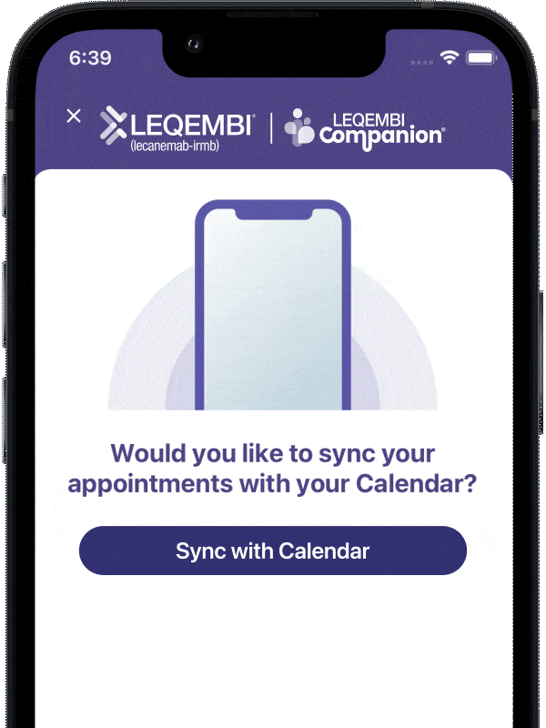 LEQEMBI Companion® app appointment reminders example