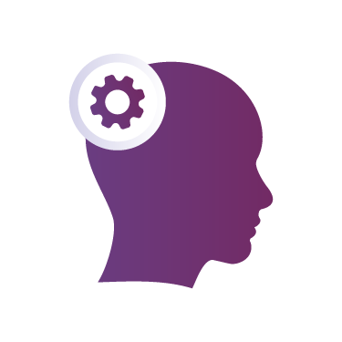 Head with turning gear icon