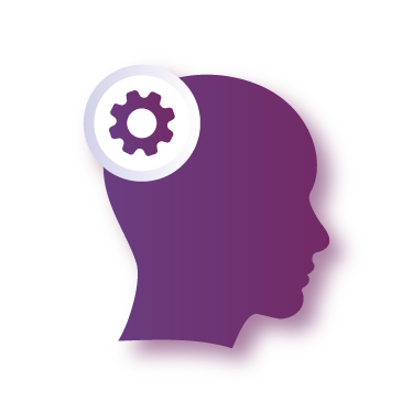 Head with turning gear icon