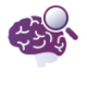 Brain with magnifying glass icon